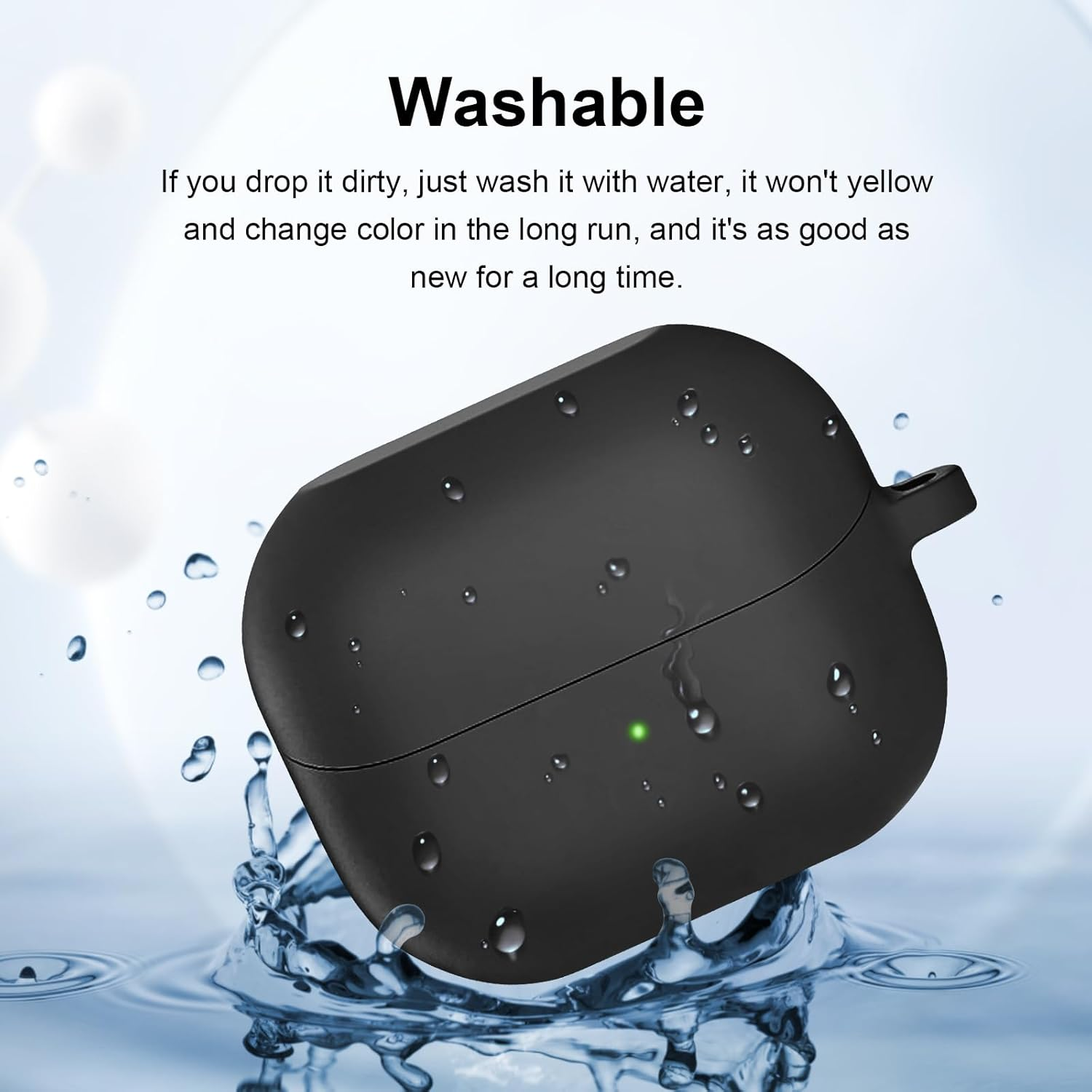 USTIYA Case for Samsung Galaxy Buds 3 Fe/Buds 3/3 Pro Protection Cover Full-Body Soft Silicone with Keychain Headphone Accessories (Black) - Black image number 3