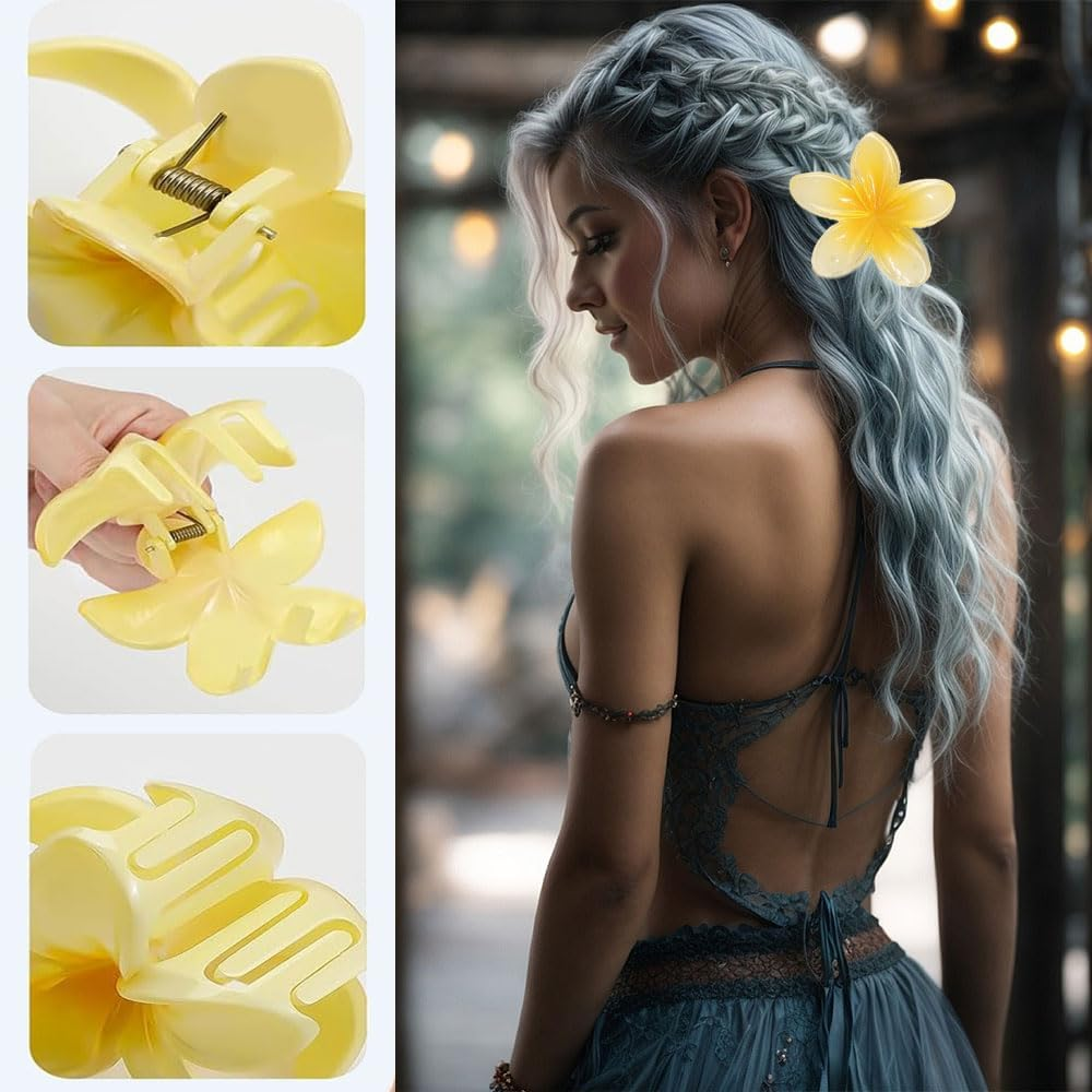 Voarge Pack of 8 Flower Hair Clips, Cute Acrylic Hair Clips for Women Hair, Large Hair Clip for Thick Hair, Strong Hold, Non-Slip Hair Clip for Fixing Hair image number 4