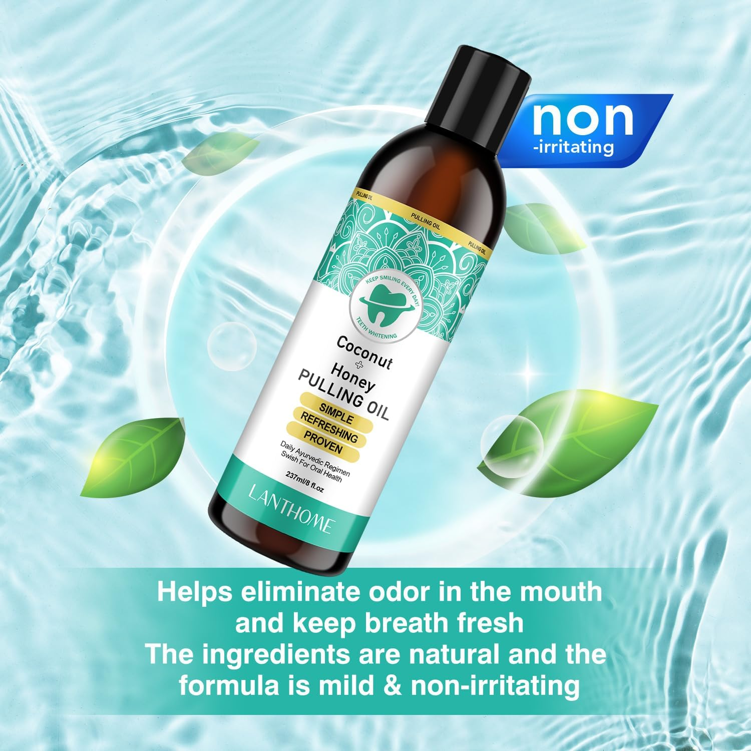 Coconut Oil Pulling Mouthwash with Mentha Haplocalyx Oil, 237Ml &ndash; Promotes Fresh Breath, Healthy Teeth & Gums image number 4