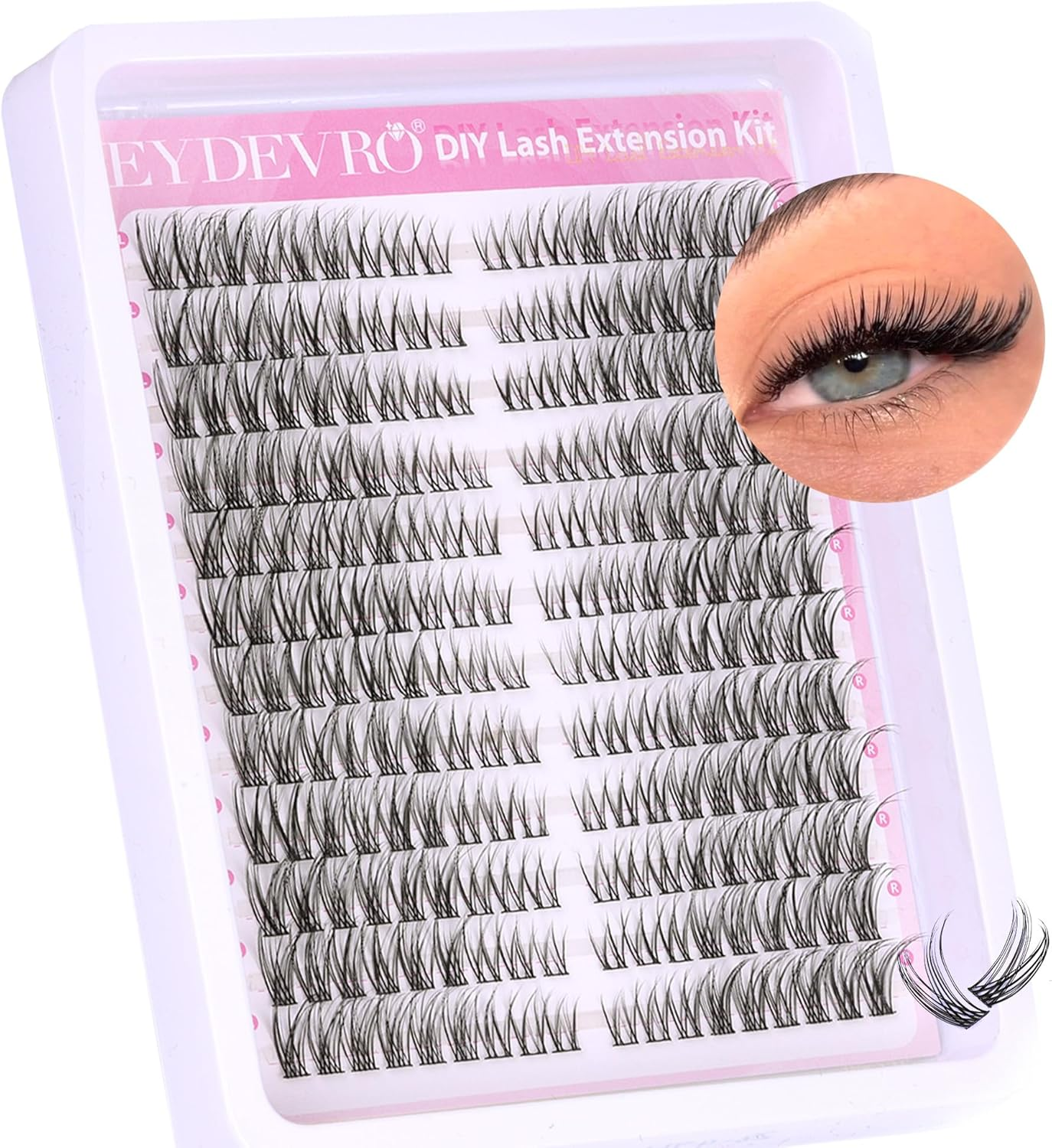 EYDEVRO Natural Lash Clusters Wispy Eyelash Clusters C Curl Fox Eye Cluster Lash Extensions 216Pcs Cluster Eyelashes DIY Individual Cluster Lashes image number 6