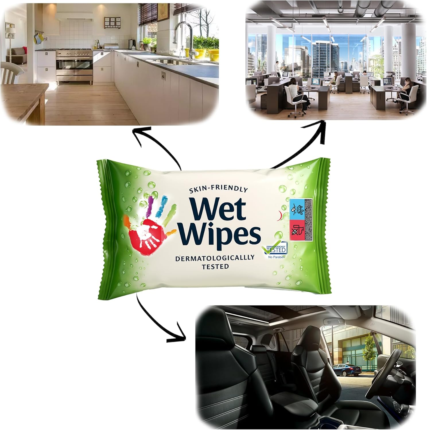 Compact Pocket-Sized Wet Wipes for Skin and Hands, 210 Wipes (14 Pack) &ndash; Practical for Bag, Ideal for Travel,School, Office Use