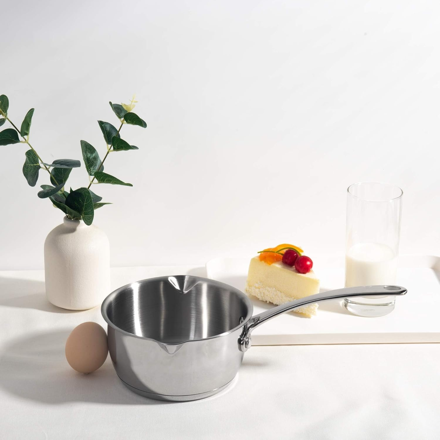 IMEEA 500Ml Butter Warmer 18/10 Tri-Ply Stainless Steel Saucepans with Dual Pour Spouts Heavy Duty 0.5-Quart