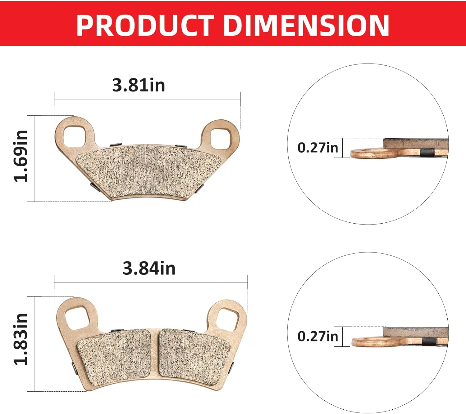 Front Rear Brake Pads Sintered for Polaris RZR 800 S-800 570 S-570, OEM# 2203318 2208936 2202412 2208935 image number 2