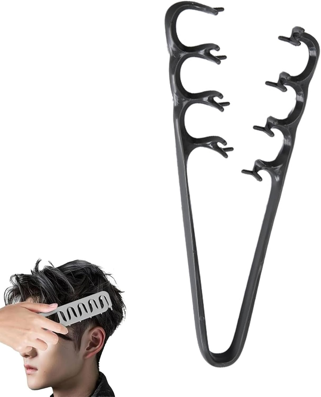 Styling Comb with Texture Comb, Volumising Wide-Tooth Hair Styling Comb, Detangling Comb with Wide Teeth, Hairline Volume Tool for Bangs Seam Grooming, Seam Care (Black) image number 2