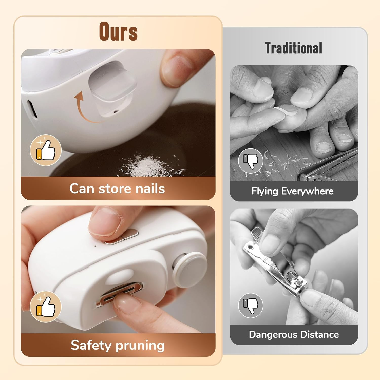 2 in 1 Electric Polishing Automatic Nail Clippers, 2025 New Automatic Electric Nail Clippers Nail File with Light Electric Toe Nail Clipper for Seniors Adults Baby (White) image number 3