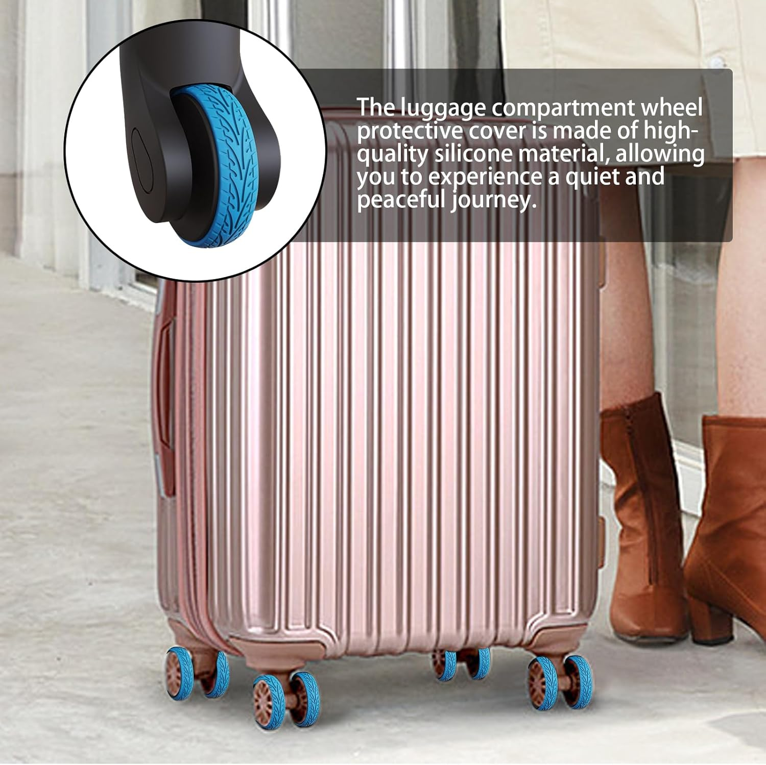 Luggage Wheel Protector - Silicone Luggage Caster Cover | Travel Accessories, Suitcase Wheels Protector Cover Replacement, and Reduce Noise Hoffti