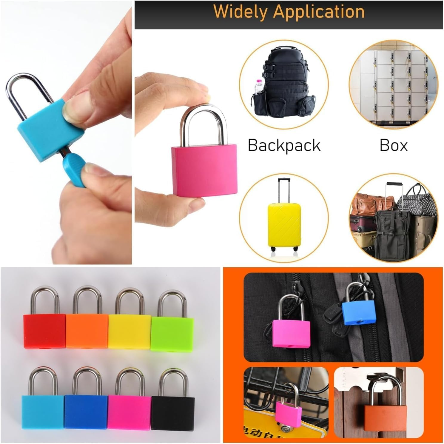 8 Pcs Mini Suitcase Locks with Keys,Metal Keyed Padlock for Luggage, Suitcase, Backpack, Laptop Bag, Gym Locker, Filing Cabinets, Toolbox (Multicolor) image number 3