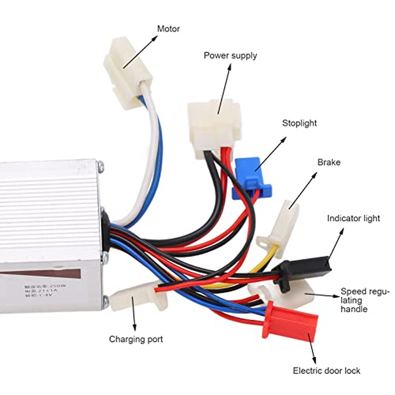 Aluminium Alloy Electric Bike Motor Controller Set, High Speed Brushed Motor Conversion Kit for 24V 250W Electric, Tricycles, and Motorcycles image number 4