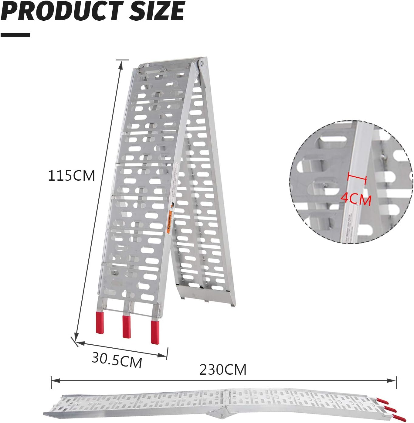 Oppsbuy Aluminium Loading Ramp, Motorcycle Folding Truck Tailgate Ramp Trailer, for ATV, 340KG Capacity image number 1