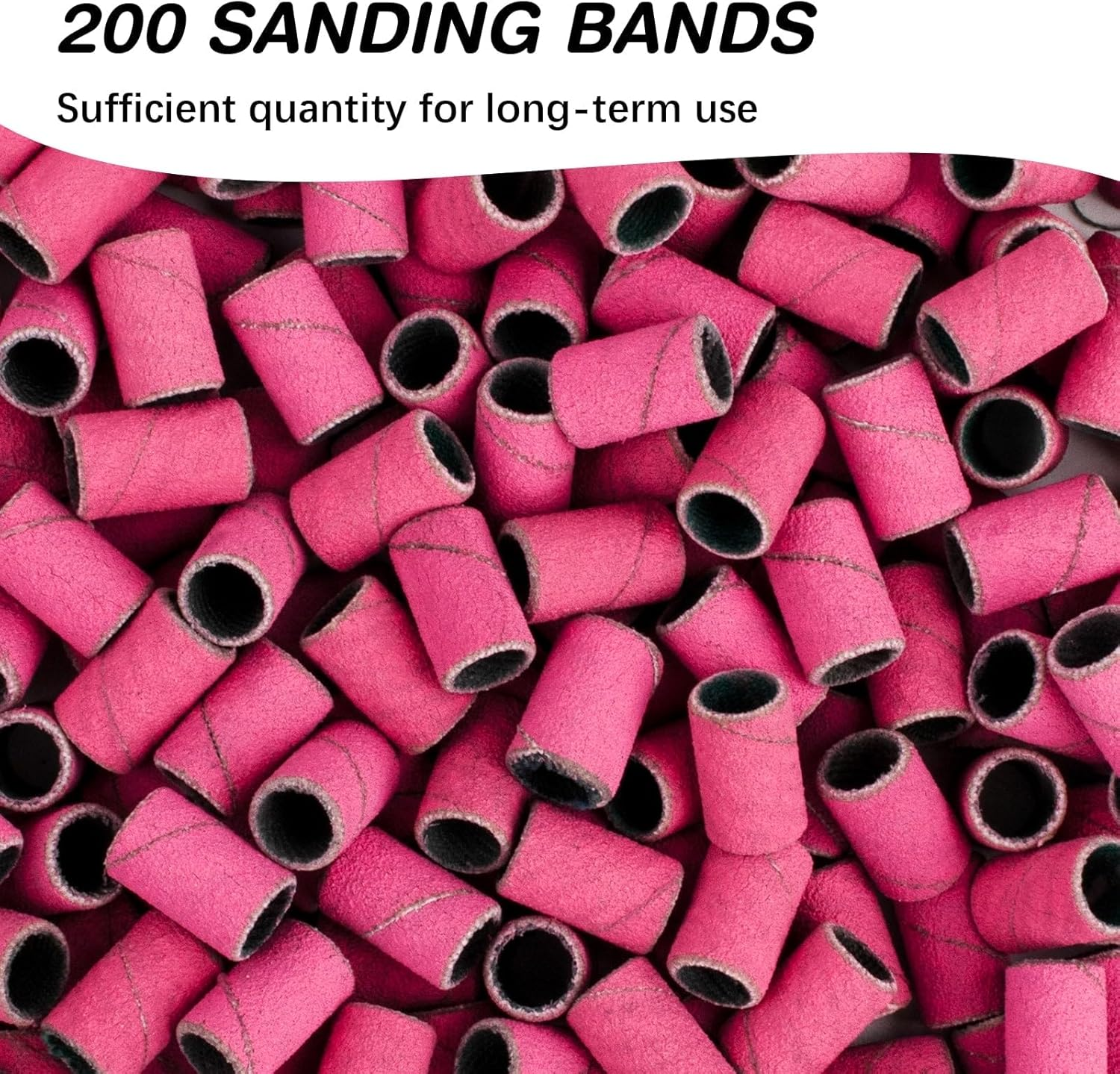 Rolybag Sanding Bands for Nail Drill 240 Grit Extreme Fine Nail Sanding Bands 200Pcs Pink Professional Sanding Bands and 2Pcs Nail Drill Bits for Manicures and Pedicure