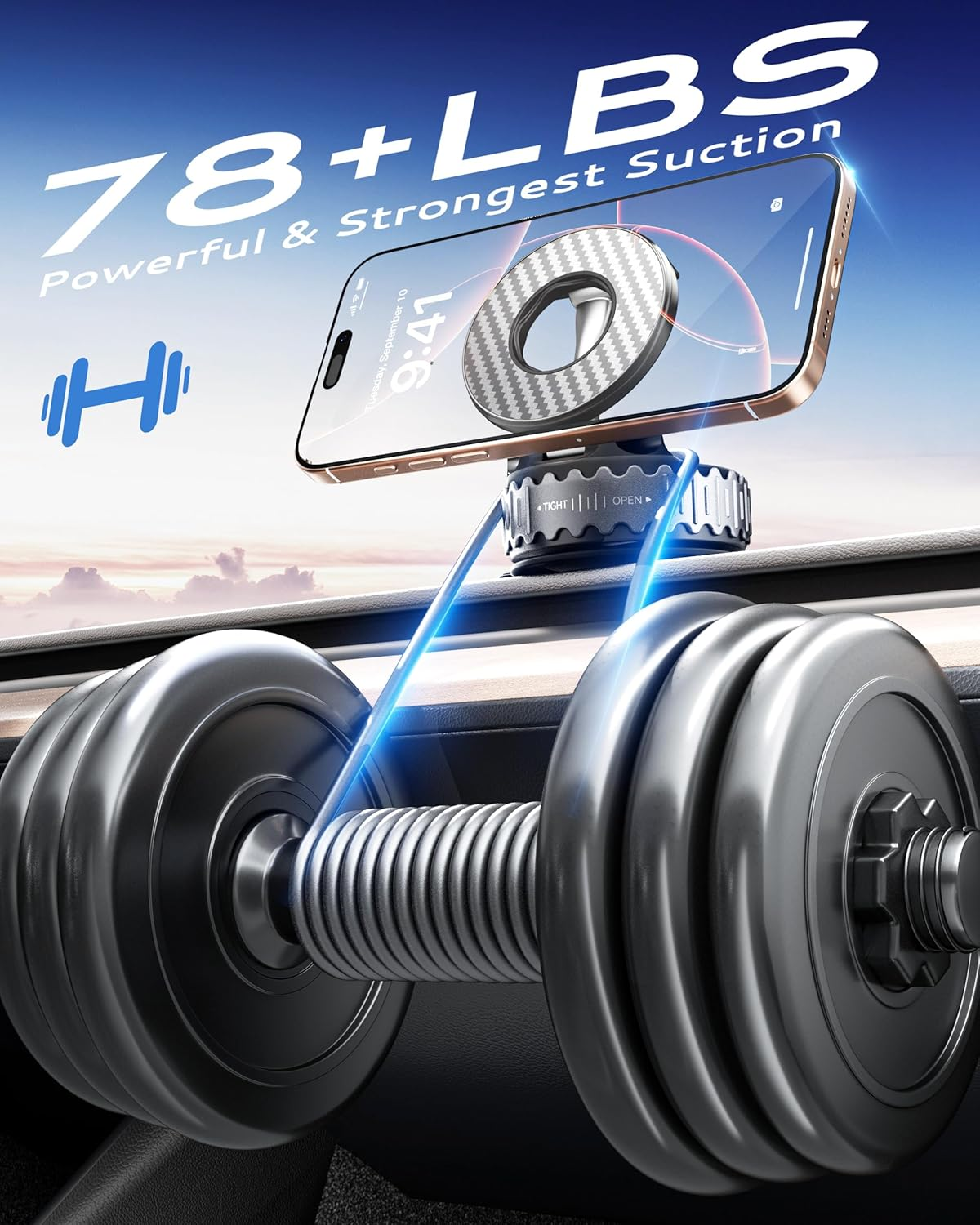 BEBEAR Car Phone Holder for Magsafe [78+LBS Hyper Suction & 4400Gf Strongest Magnetic] 360&deg;Adjustable Car Phone Mount Car Accessories Phone Holders for Your Car for Iphone 17/16 /15 Pro Max & Android image number 6