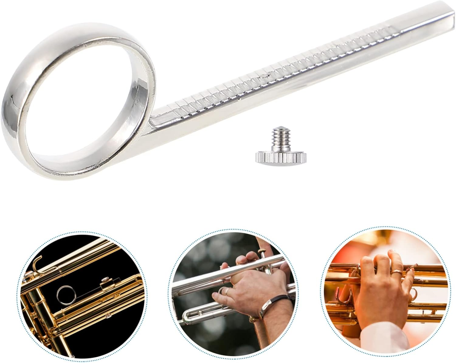 Vaguelly 1 Set Small Finger Ring Trumpet Finger Ring and Screw Trumpet Slide Replacement Trumpet Accessory Recorders Trumpet Ring Replacement Trumpets Instruments Trumpet Part Silver Copper