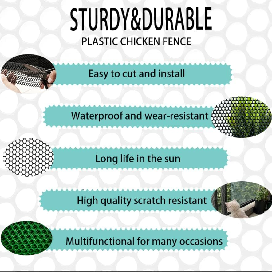 Chicken Wire Fence Mesh, Plastic Hexagonal Fencing for Gardening, 15.7IN X 10FT Green Poultry Fencing,Garden Netting, Chicken Wire Frame for Crafts, Floral Netting - Black image number 2