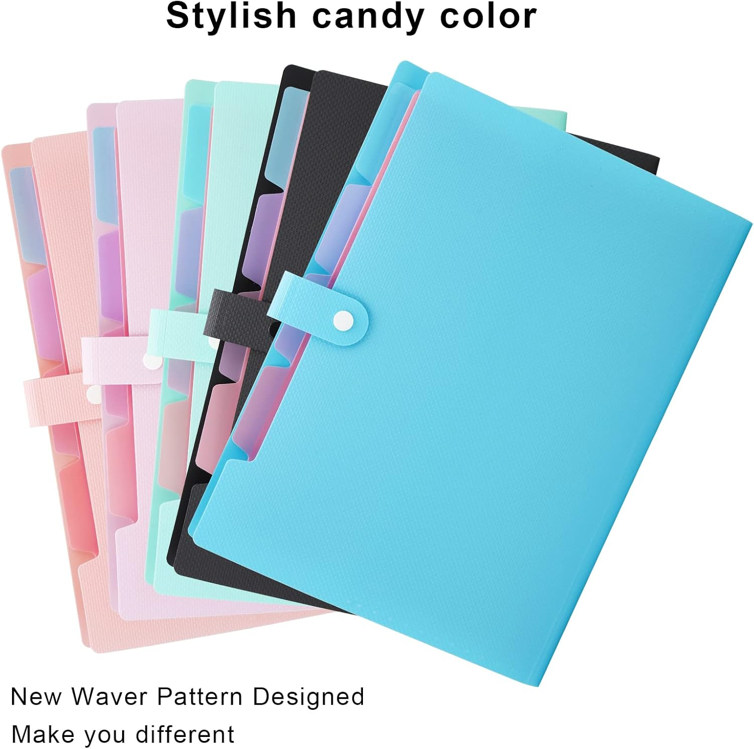 Nafy Colorful Expanding File Folder, 5 Pockets Folder with Colored Labels Portable Weave Pattern Accordion File Folder A4 Letter Size Project Organizer Document Folder for Office School (Purple) - 5 Color Mix image number 7