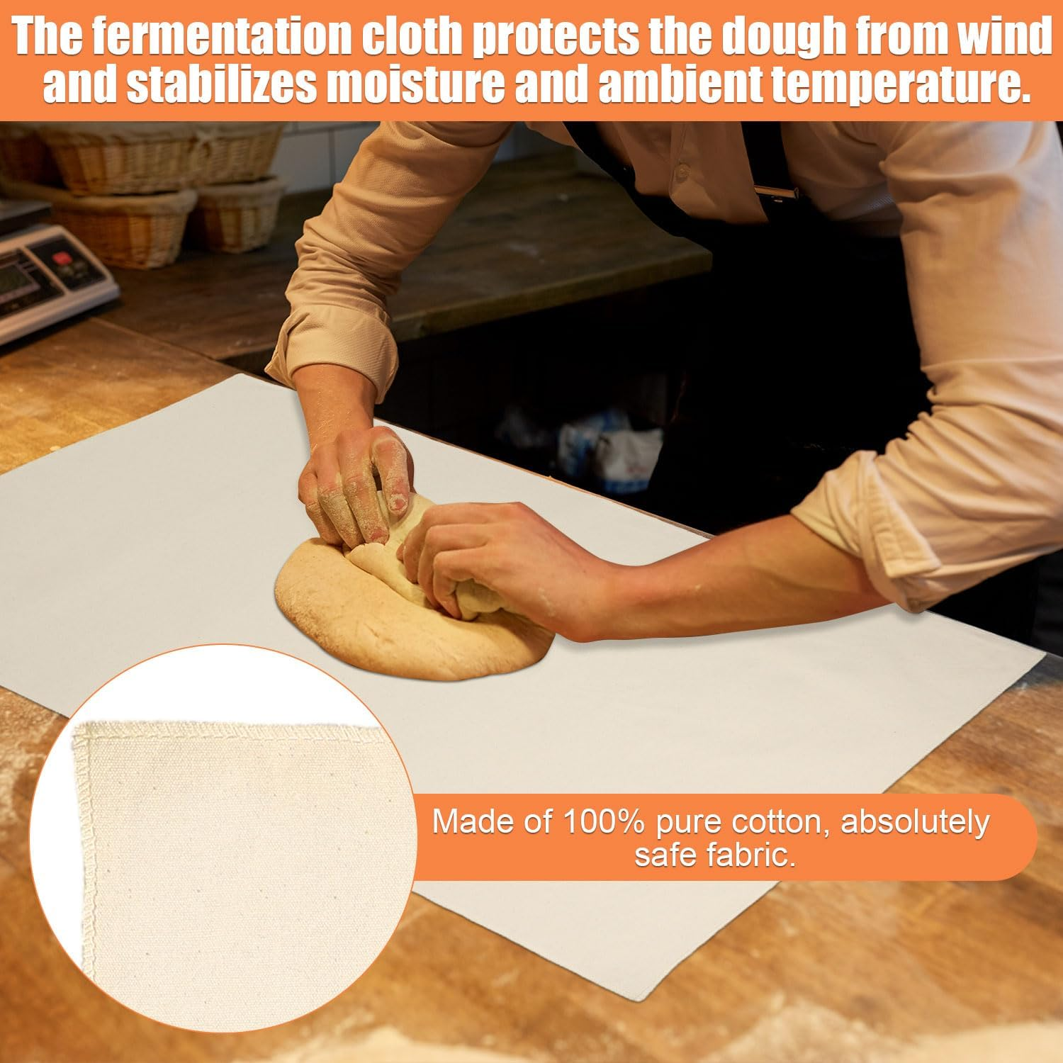 Lasuroa French Bread Baking Pan with Professional Proofing Cloth, 4 Loaves Baguette Bread Pan Long Sourdough Bread Baking Tray Perforated French Bread Pan for Professional & Home Baker