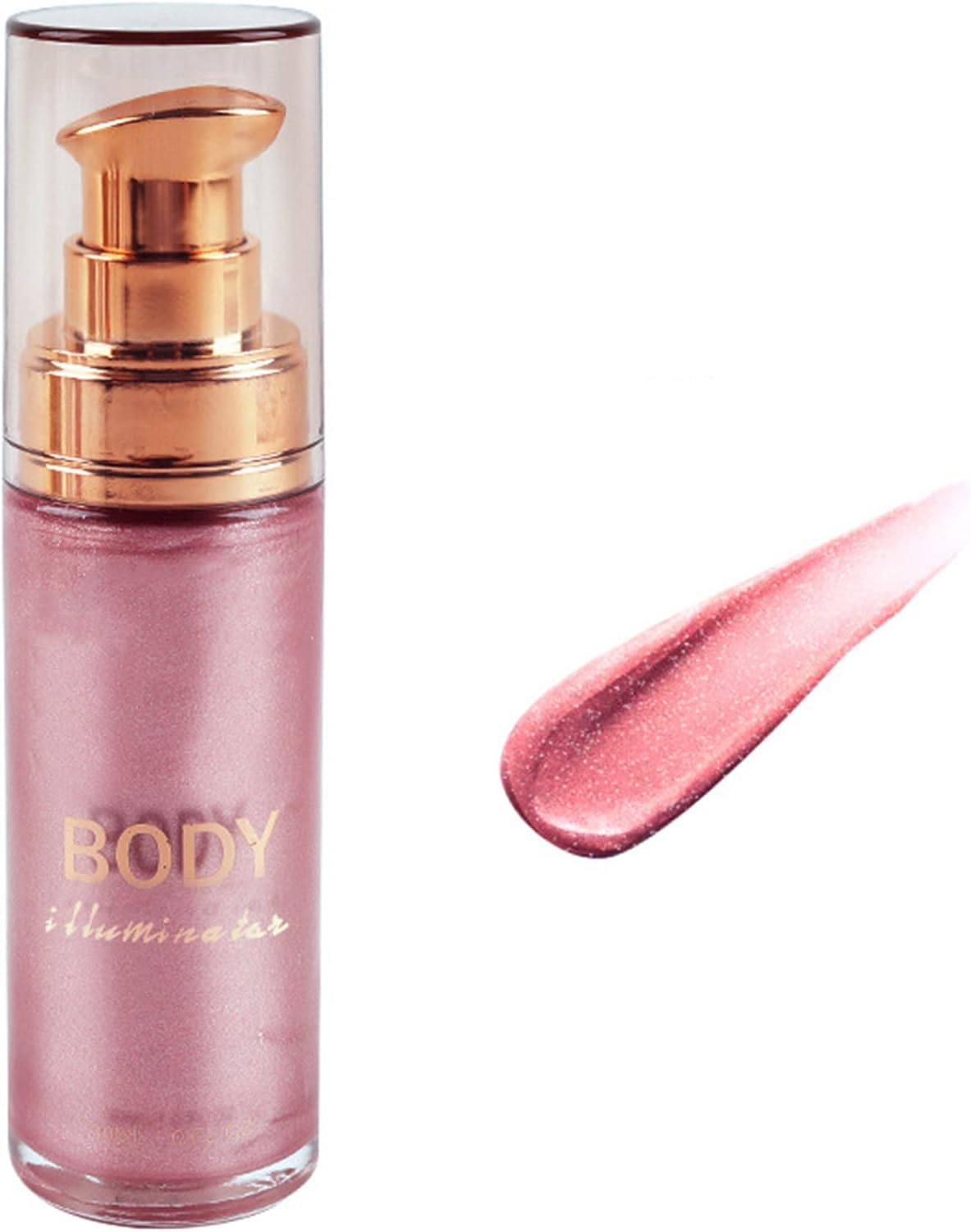 MAEPEOR Body Luminizer 6 Colors Waterproof Smooth Shimmer Face Glow Illuminator Non-Sticky Liquid Highlight (30 ML, 06 Rose Pink) image number 1