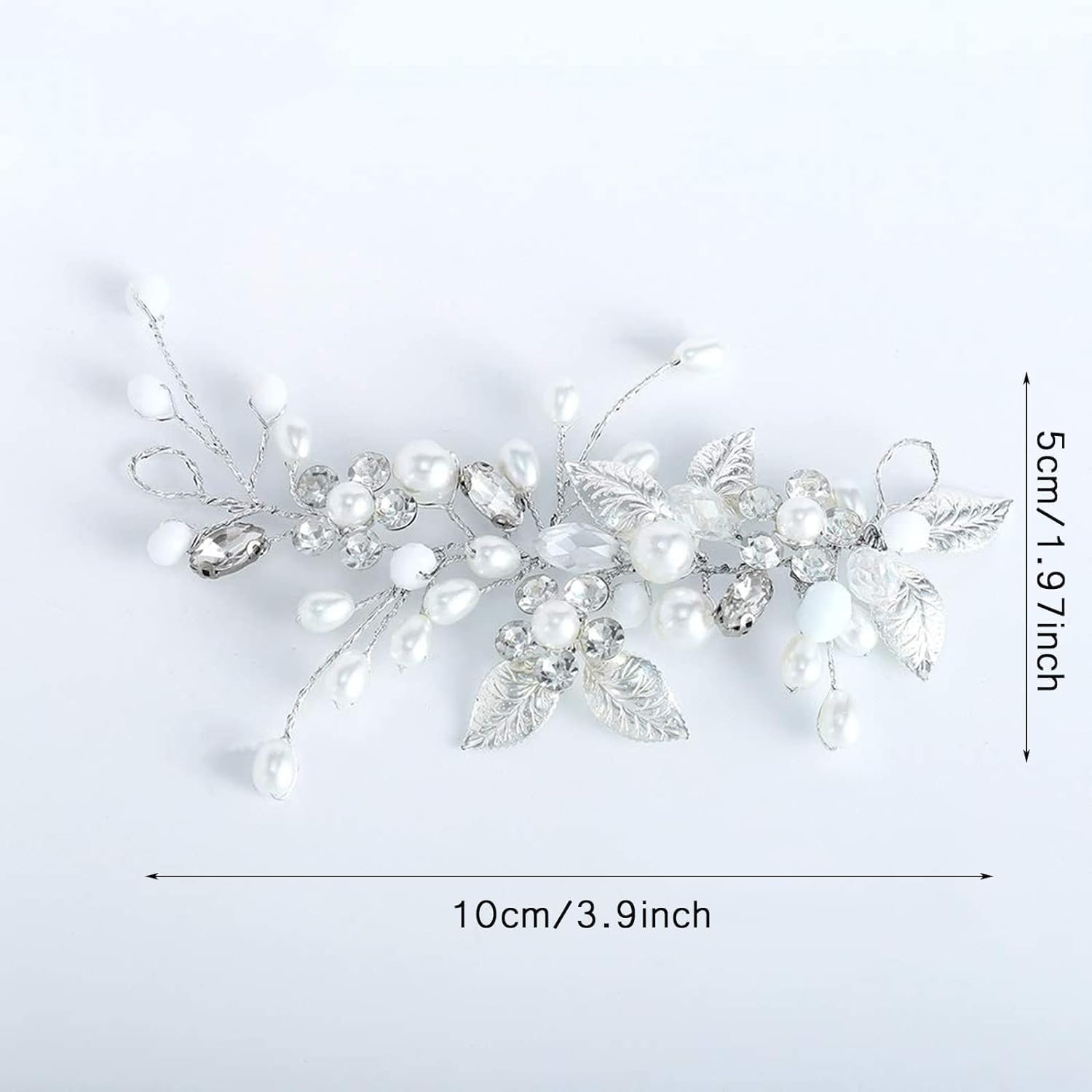 Bridal Crystal Headband, Flower Leaf Headpiece, Wedding Hair Accessories for Bride, Hair Accessories for Women and Girls (Silver) image number 3