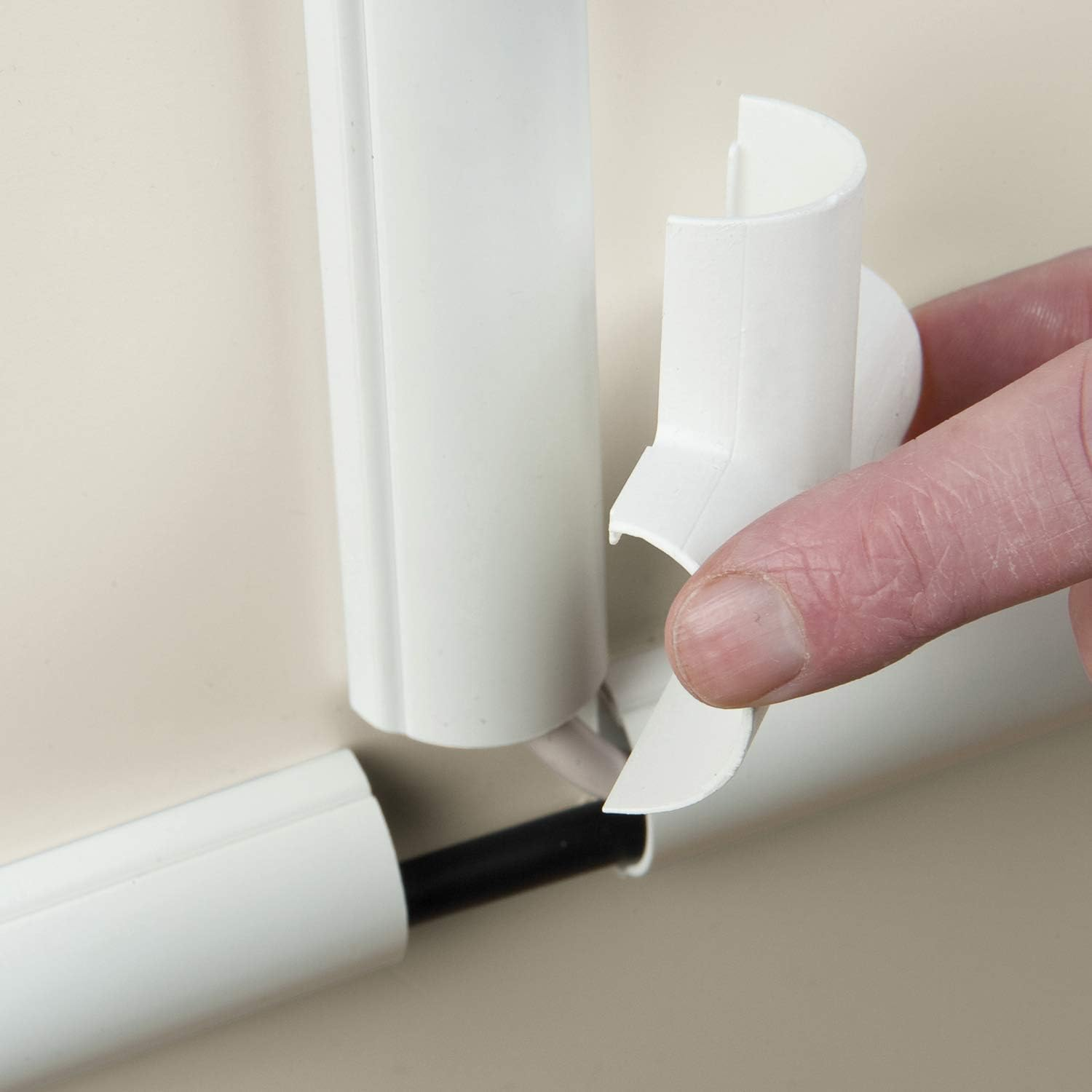 D-Line Mini Cable Trunking Clip-Over Accessory Multipack | Join Multiple Lengths of 30X15Mm Mini Cable Cover | 10 Piece Electrical Trunking Accessory Multipack - White image number 5