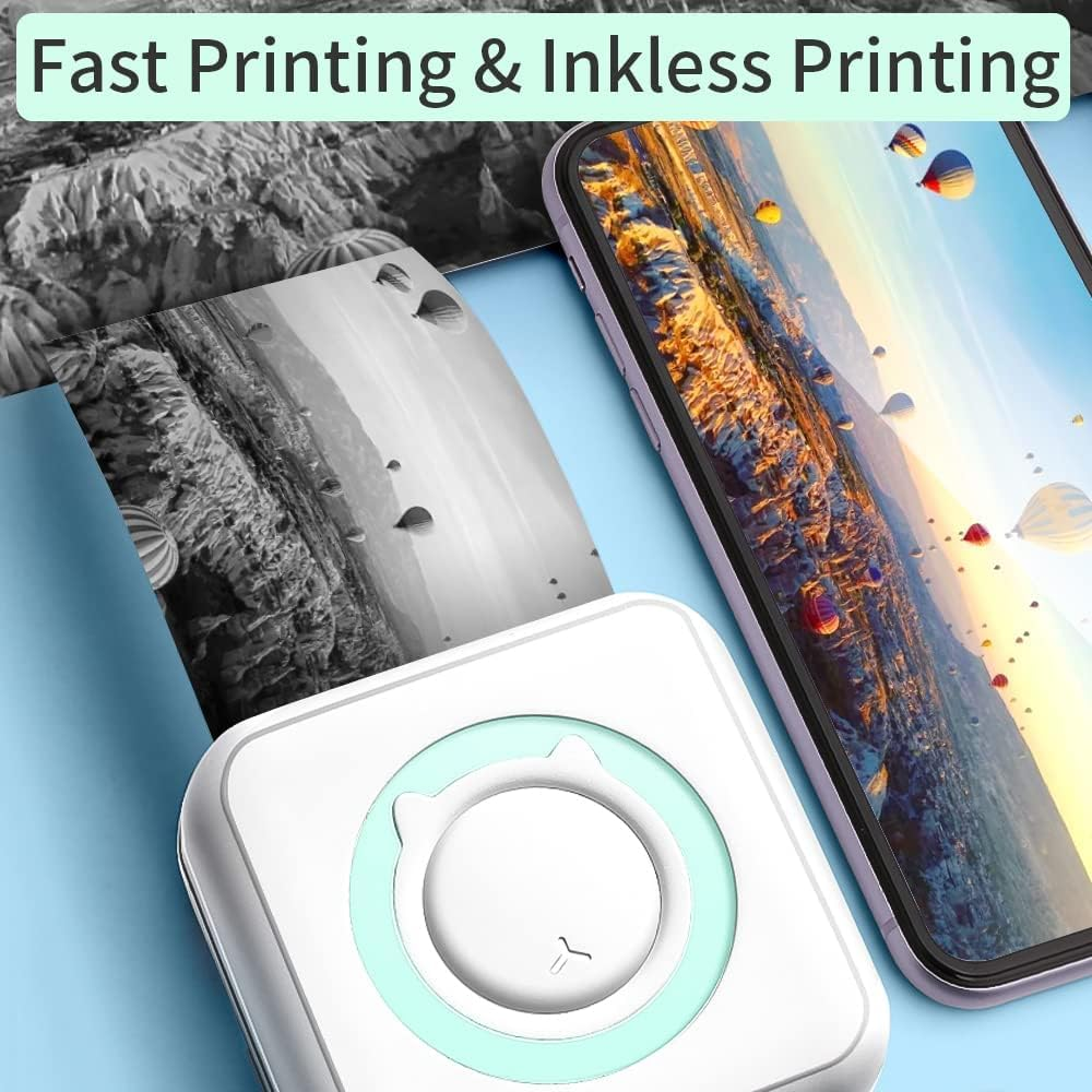 Mini Sticker Printer, Mini Thermal Printer, Mini Pocket Printer for Customized, Portable Printer for Phone, Pocket Label Printer for Memo Note (8Pcs Print Paper+5Pcs Sticker) image number 3