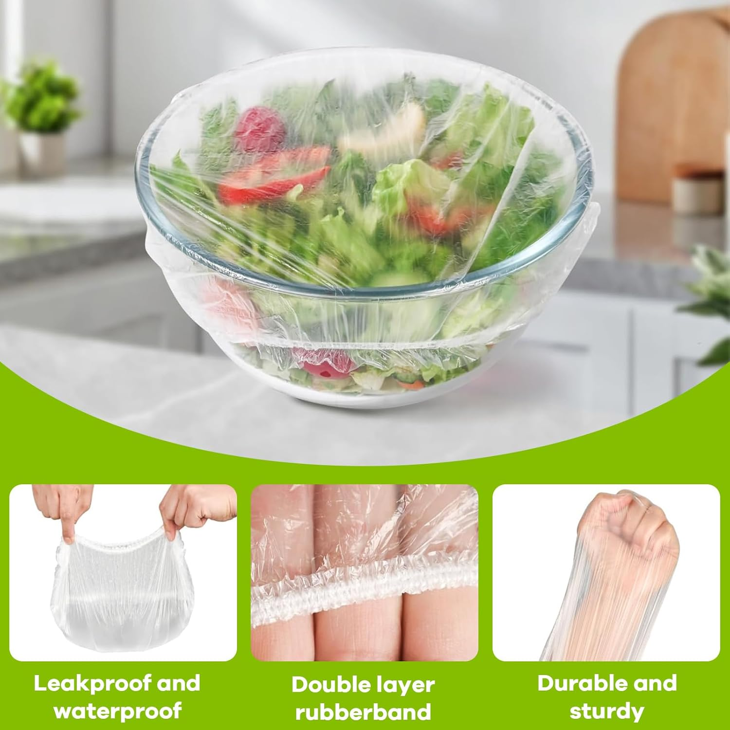 200 Pack Reusable Bowl Covers, Elastic Food Covers for Bowls & Bread Proofing (28Cm Max), Thickened Shower Cap-Style Dish Protectors - Microwave Safe, Keep Food Fresh for Baking, Meal Prep & Picnics image number 2