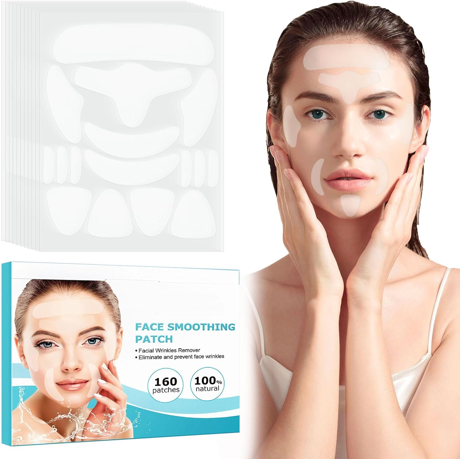 Face Tape for Wrinkles, Silicone Wrinkle Patches, Wrinkles Schminkles, Reusable Face Tape for Reducing Forehead Eye, Mouth or Forehead Wrinkles, anti Wrinkle Patches for Face Overnight Prevention image number 3