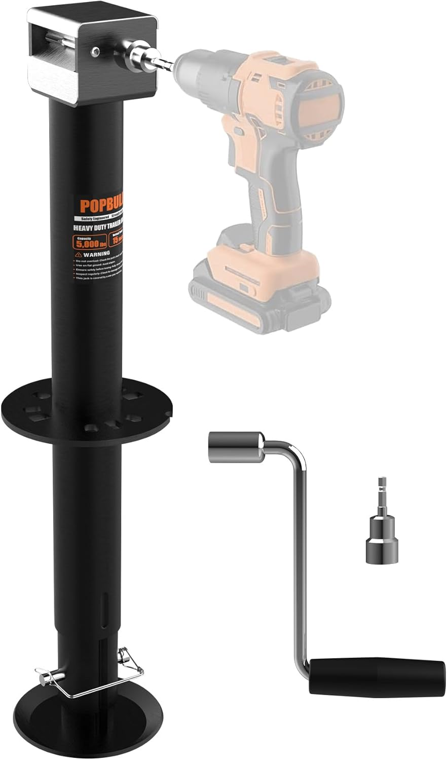 5000Lbs A-Frame Trailer Jack,30" Lift 20-24V Cordless Drill Compatible with Adjustable Drop Leg for RV Trailer, Horse Trailers, Utility Trailers image number 5