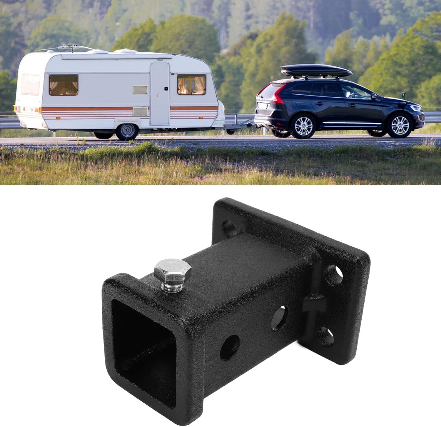 Hitch Receiver Tube, 2In Moulded Steel Trailer Hitch Receiver Adapter Universal Bolt on Tow Hitch Receiver for Towing Trailers Pickup Trucks image number 4