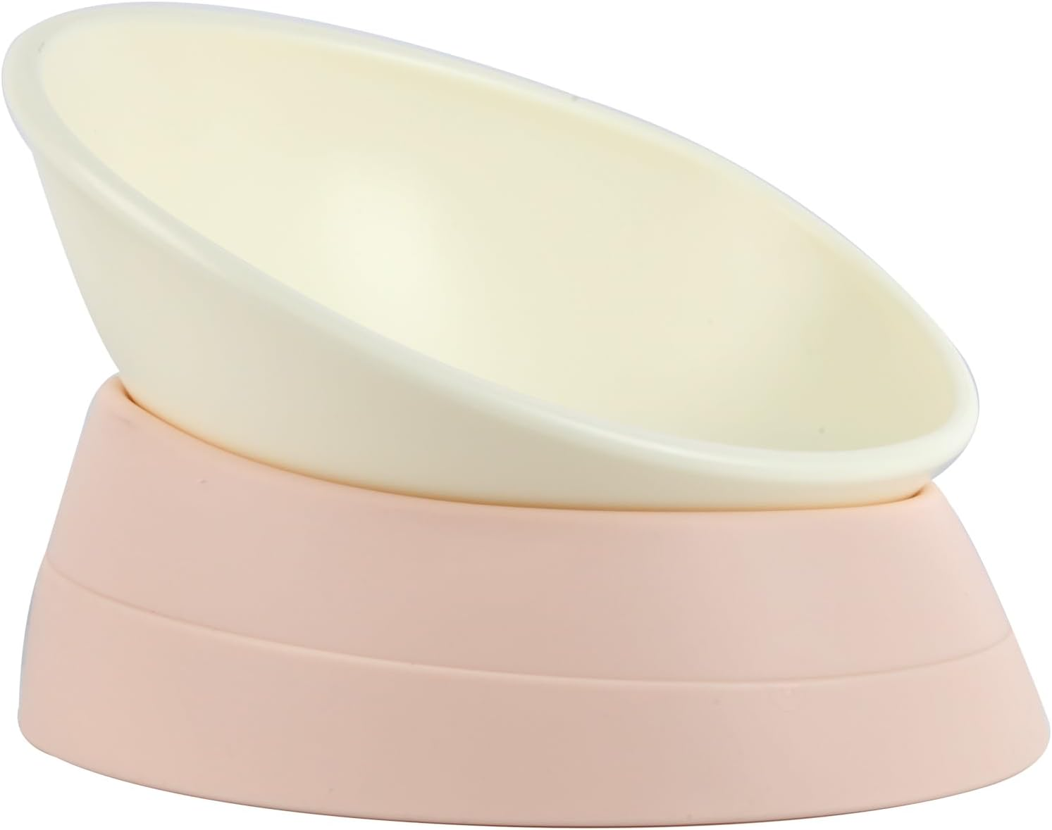 JWPC Bulldog Bowl Anti-Slip Dog Cat Dish Detachable Rubber Dog Bowl Pet Sterile Tilted Pet Feeder Slope Base,White image number 3