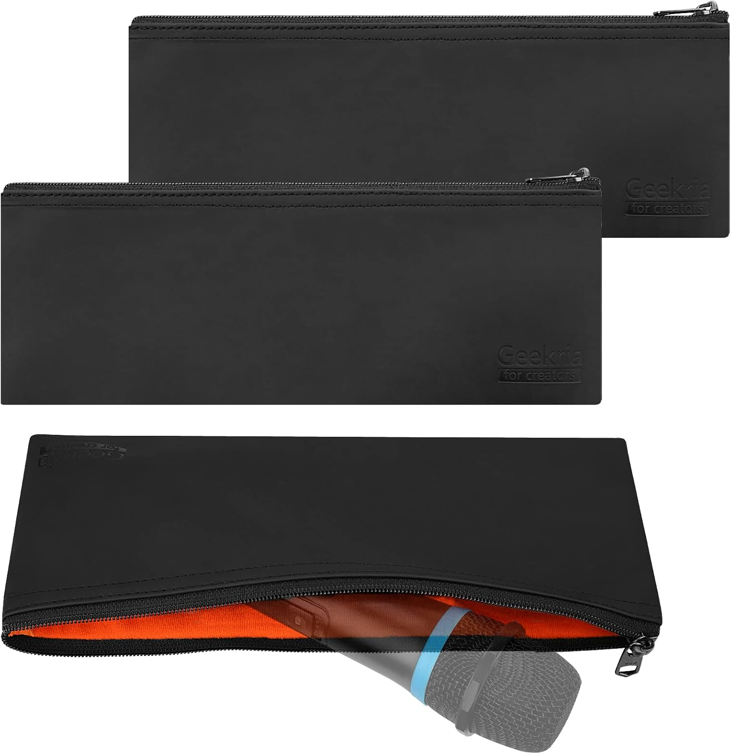 Geekria for Creators Microphone Zippered Pouch 3 Pack Compatible with Audio-Technica AT2005USB, Atr2100X-Usb, AT2010, Shure SM57, SM58, SM48, BETA 57A, AKG D5 Travel Protective Bag (Size S) image number 5