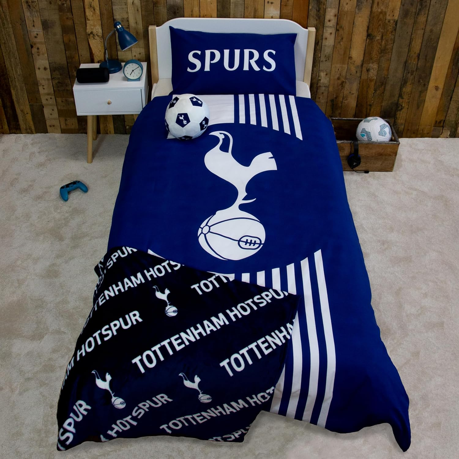 Character World Tottenham Hotspur FC Official Single Duvet Cover Set, Line Design | Blue Reversible 2 Sided Football Bedding Cover Official Merchandise Including Matching Pillow Case | Polycotton image number 3