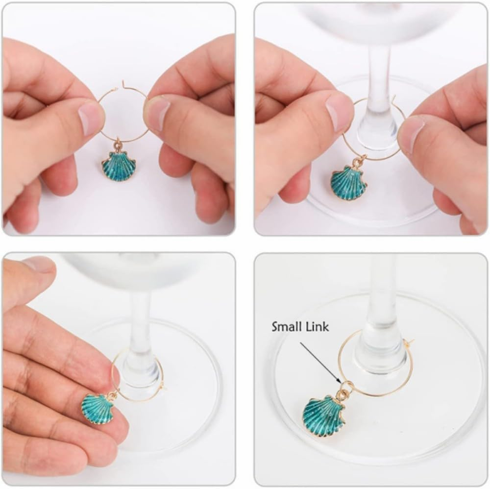 HIDOSNG Beach Theme Wine Glass Charm, 25Pcs Identifiers Wine Glass Charms Markers Tags Identification Drink Markers Charms Accessories for Party Wedding Bar image number 2