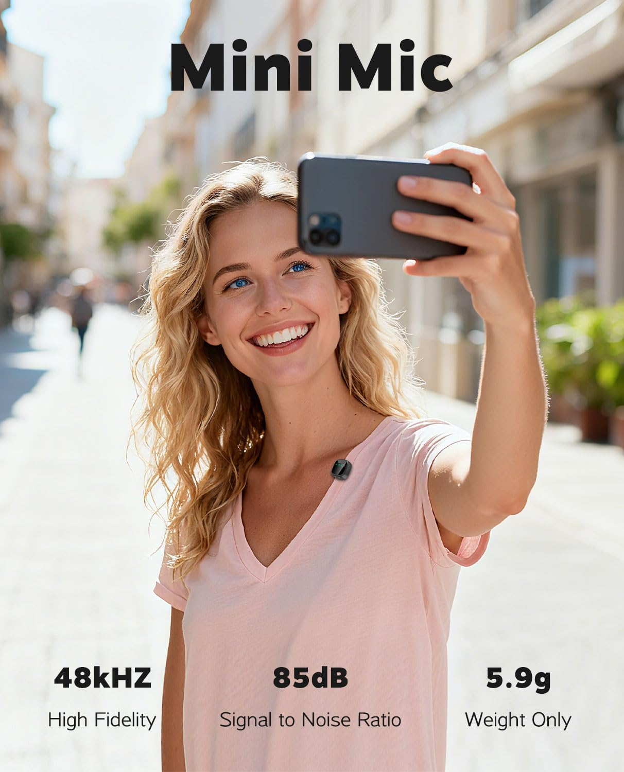 Wireless Lavalier Microphone, Magnetic Mini Lapel Mic for Iphone & Android PC, 30H Battery, 300Ft Range, Hi-Fi Audio, AI Noise Reduction Microphone for Live Streaming, Tiktok, Youtube image number 2