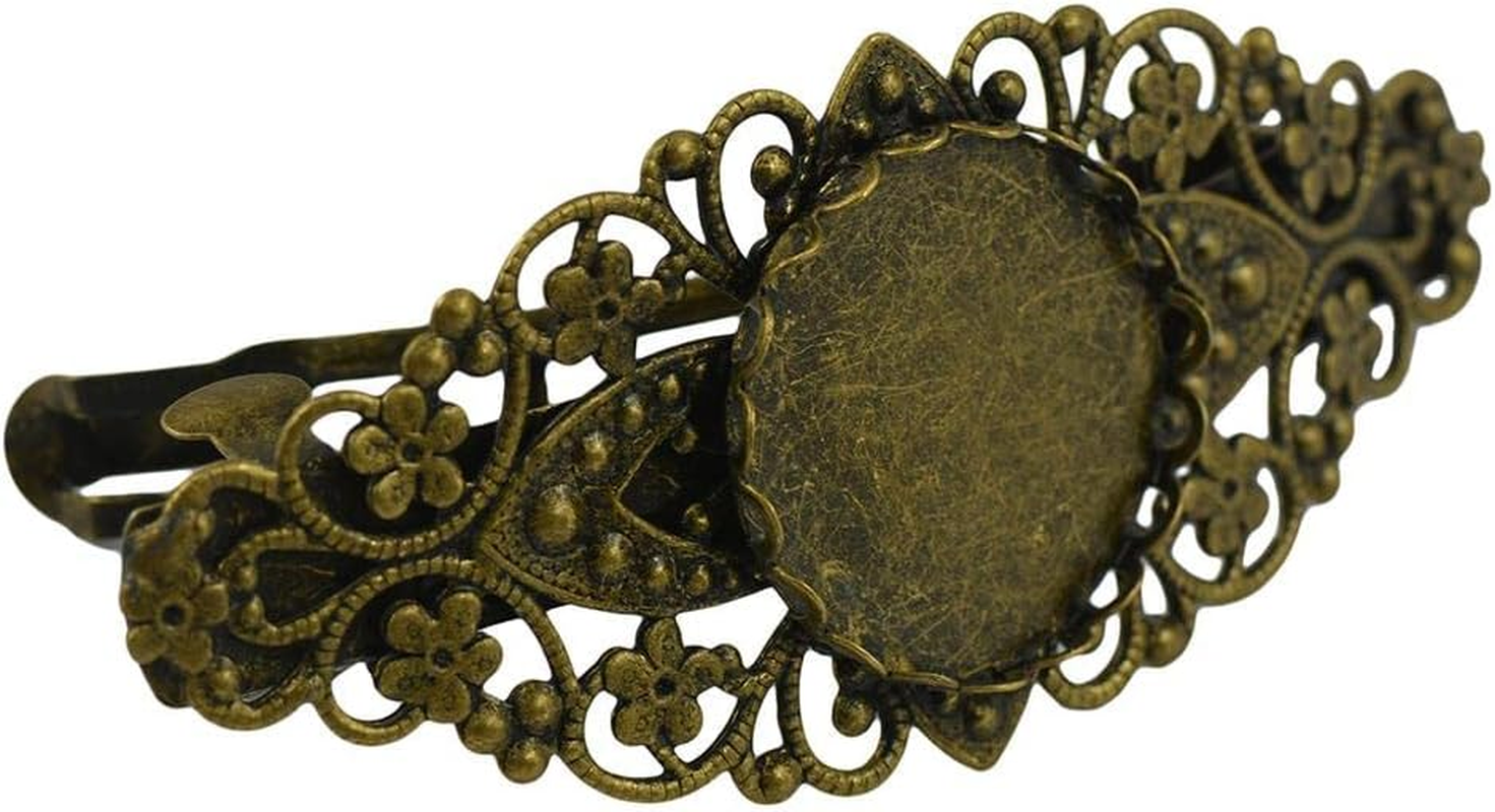 Eigell Vintage Flower French Barrette Blank Pair Setting image number 6