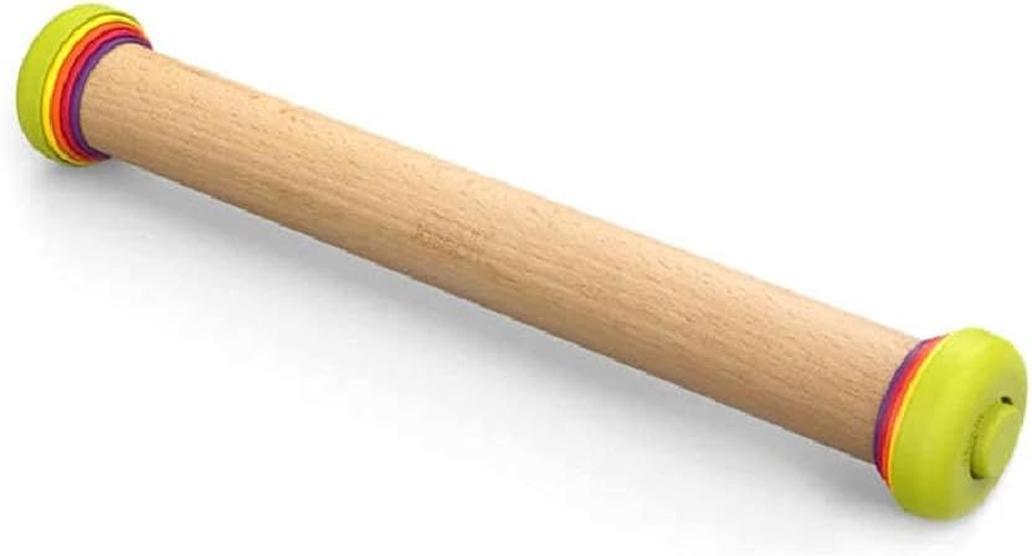Joseph Joseph Precisionpin - Rolling Pin with Adjustable Pastry Thickness, Baking and Dough Rollers, Beech Wood, Multicolour