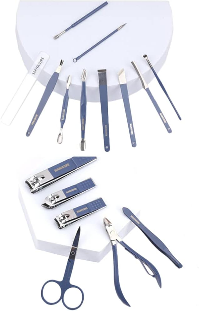 Set of 16 Manicure Pedicure Set Stainless Steel Nail Clippers Kit Portable Nail Trimming Set and Grooming Tools with Storage Bag, Green - Green image number 5