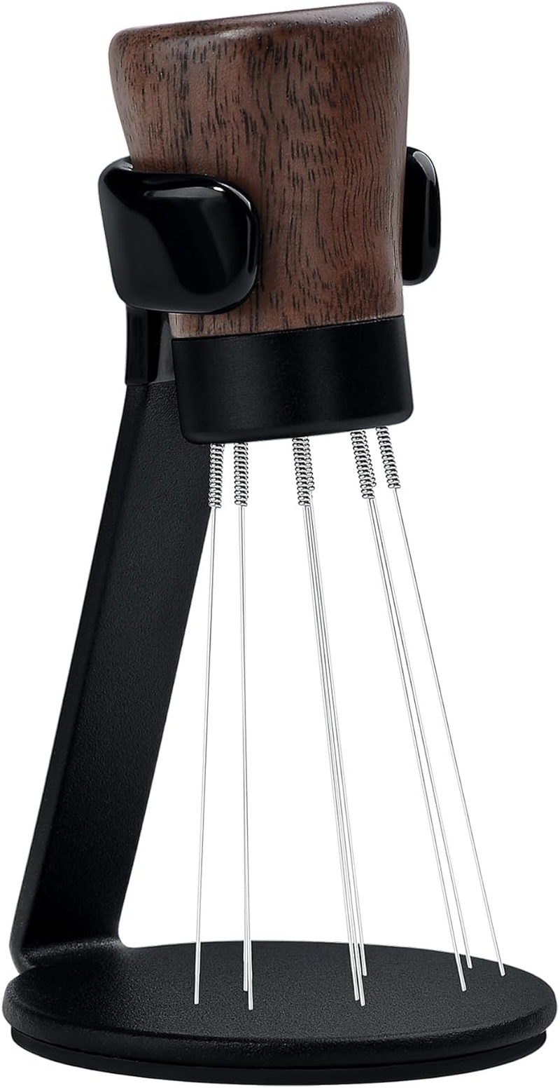 Normcore WDT Tool V2.1 with Stand, 9 Prongs, 0.23 Mm, Espresso Distribution Technology, Magnetic Coffee Stirrer with 16 Additional Needles, American Walnut Handle, Improved Upgrade image number 2