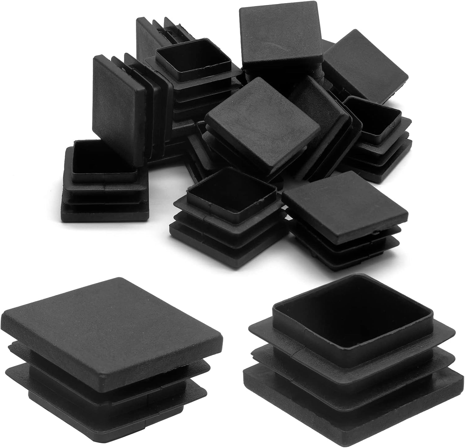 Piutouyar Rectangular Tubing End Caps, Plastic Plug Insert, Black End Cap for Tube Hole Insert, Fences, Furniture Non-Slip Protection (26Mm X 13Mm / 1.02 Inch X 0.5 Inch),32Pcs image number 2