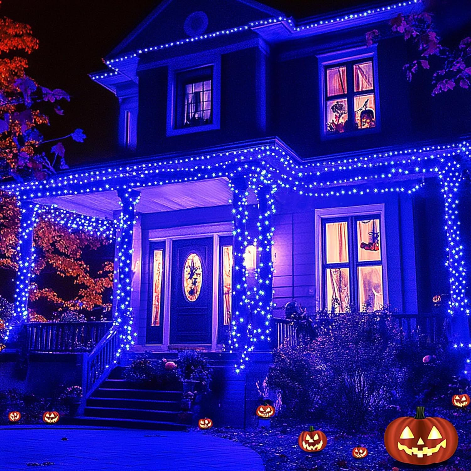 Blue Christmas Lights: Maszere 200Led 8 Modes Fairy Lights for Bedroom Home - Connectable String Light Outdoor Indoor for Xmas Halloween Tree Patio Decorations, 66FT, Plug In