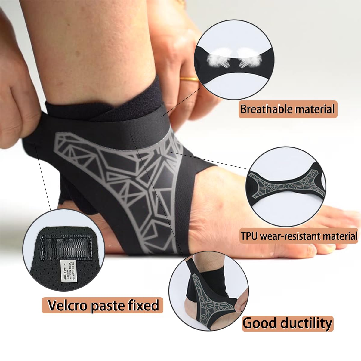 Ankle Support Brace， Open-Heel Ankle Brace with Adjustable Straps for Sports Protect, Plantar Fasciitis, Achilles Tendonitis, Ligament Damage, Injury Recovery，Male and Female,No Distinction between Left and Right (1, Gray, L/XL) image number 2