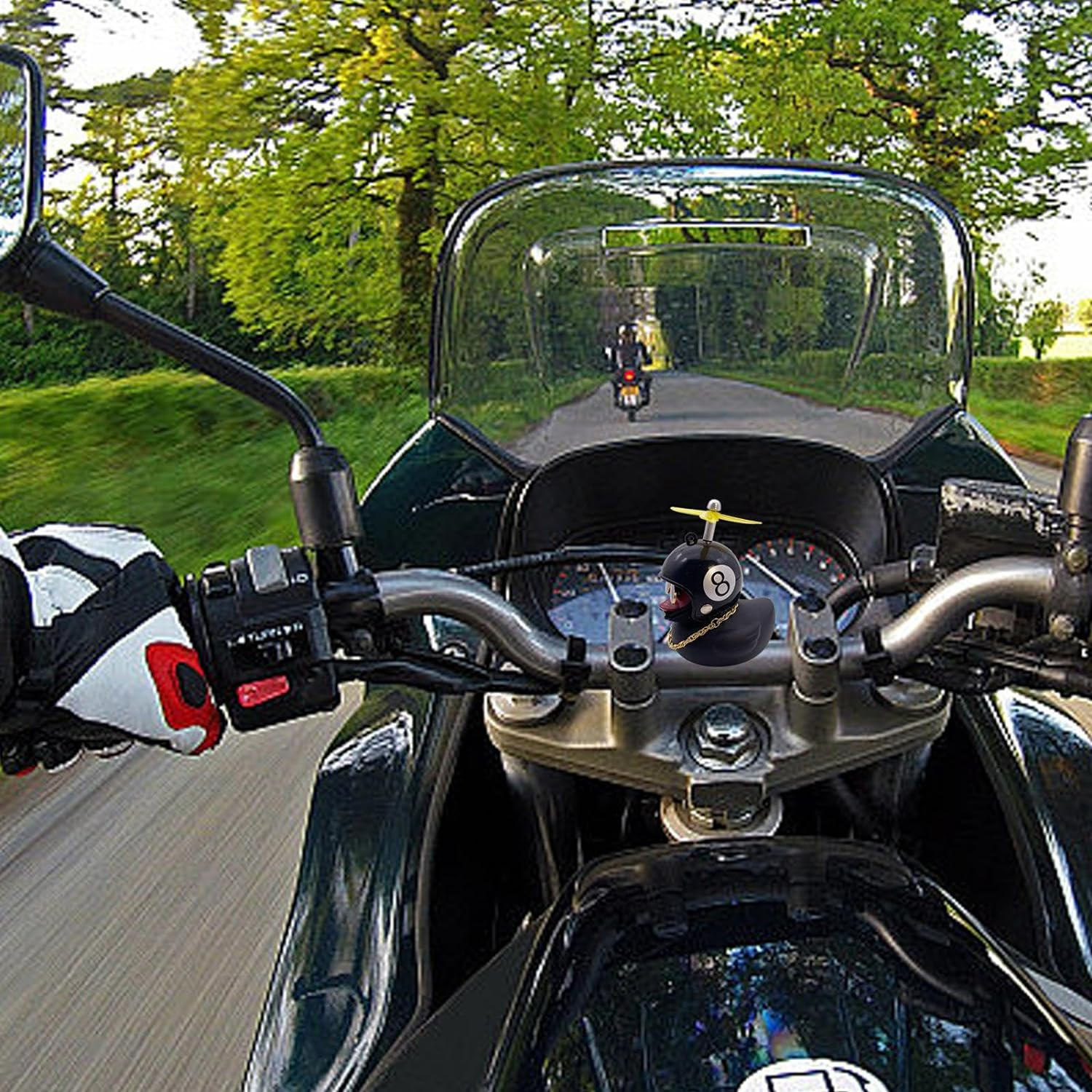 Duck Car Ornament - Car Ornaments Little Duck | Rubber Duck Toys Car Decorations, Duck with Propeller Hat, Motorcycle Home Decor Buniq - Heiba-Little Black Duck image number 1