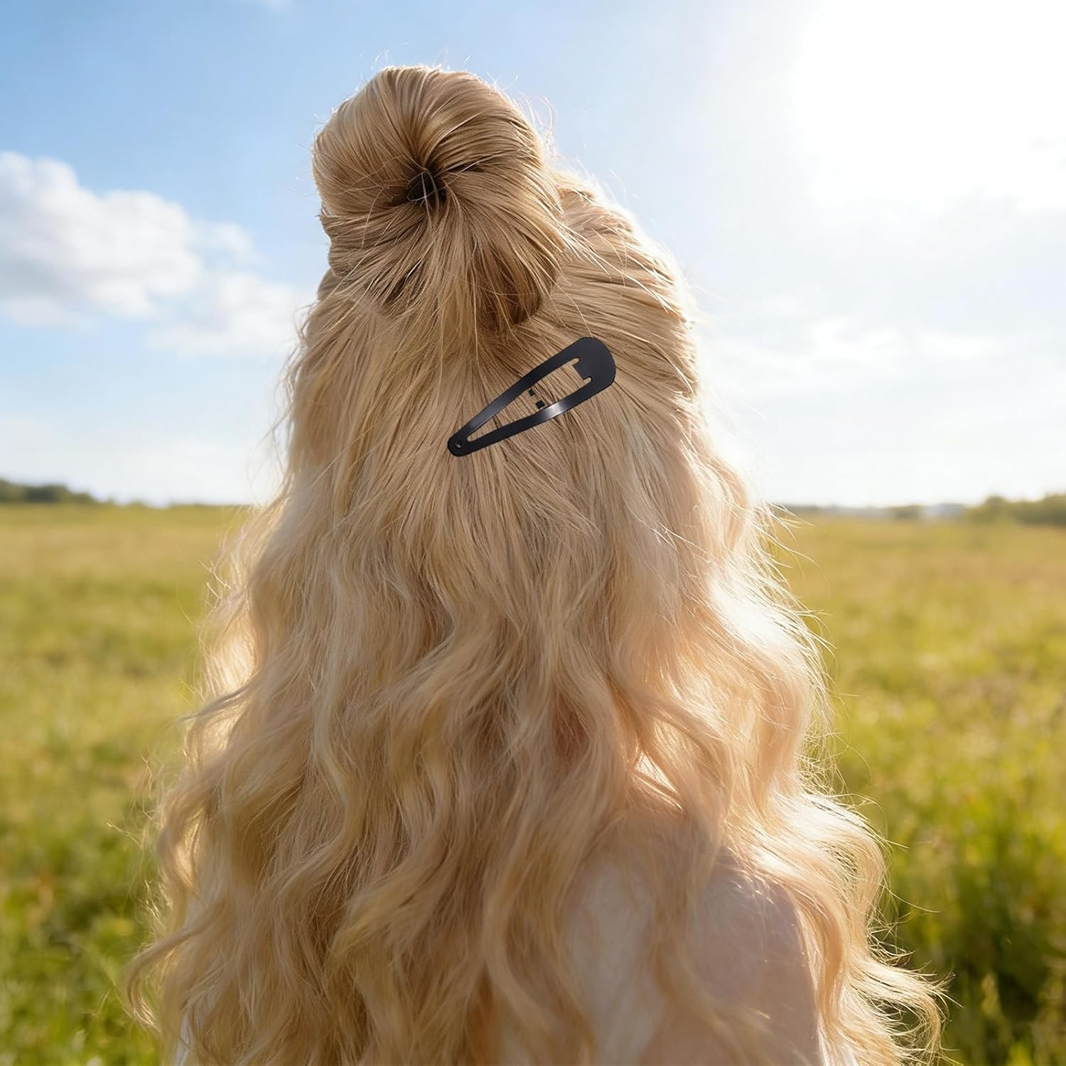 Jeyzuroa 40Pcs Snap Hair Clips for Women Black Barrettes Metal Hair Clips Accessories Hair Pins