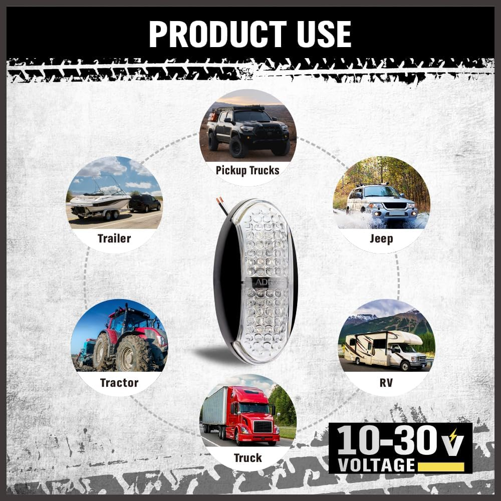 HORUSDY 10-Pack Side Marker Lights Kit - IP67 Waterproof 4-LED Clearance Lights, 10-30V Voltage, Two-Color (Amber & Red) for Trucks, Trailers, Rvs image number 4