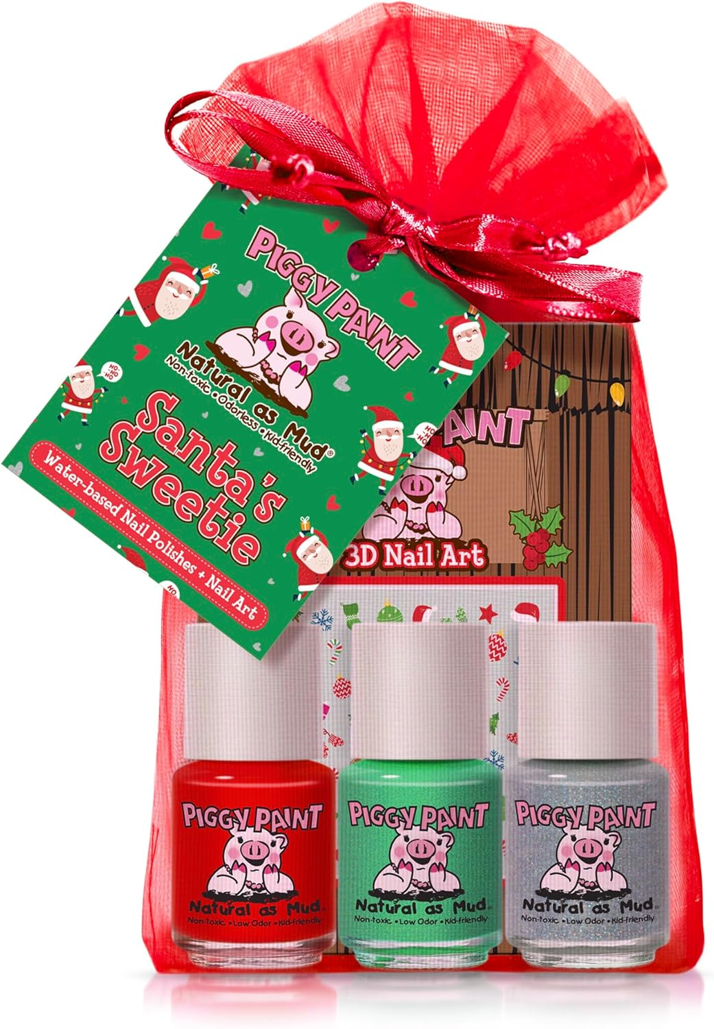 Piggy Paint Christmas Cutie Stick and Stay Earrings Kid Friendly Nail Art Stickers image number 5