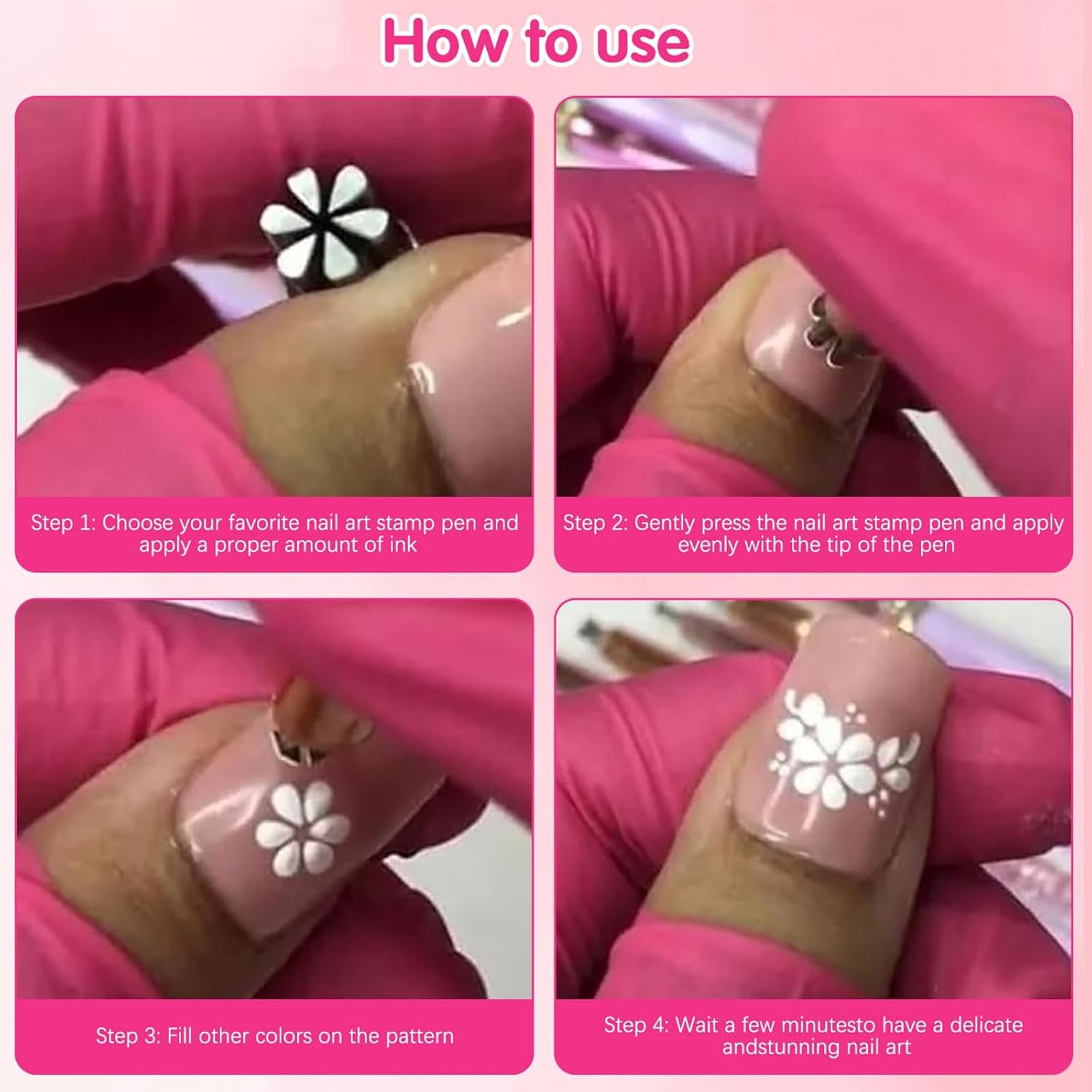 TELAIN Set of 10 Nail Art Flower Stamp Pens - DIY Nail Art Stamp Pen Tool Set, Dotting Tools for Creative Nail Design image number 6