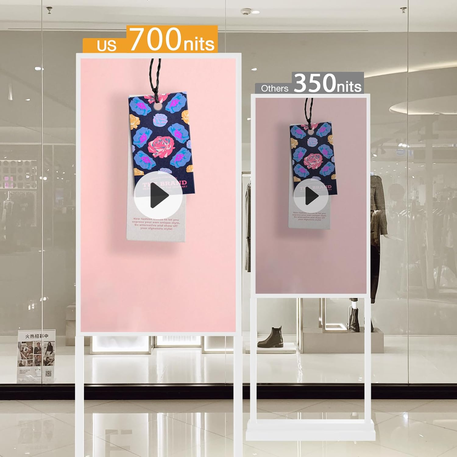 Canlarriz 32 Inch Digital Signage Kiosk LCD Advertising Display Menu Displays Indoor Floor Standing Vertical Poster White 2+32GB 2K 700Nits Android OS with HDMI In/Usb image number 5