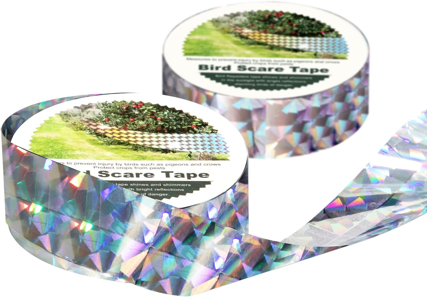 OFFO Bird Reflective Tape, 200M(660Feet) Bird Scare Tape Pigeon Deterrent Dual Sided Scare Tape 2.5Cm(1 Inch) for Garden, Farm, Orchard or Courtyard