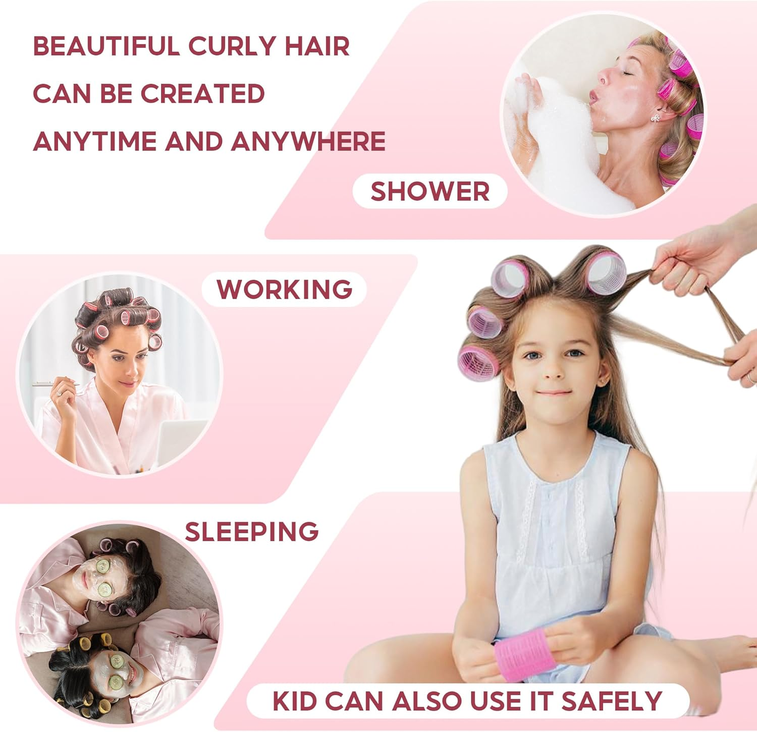 HYOUJIN 18Pc Self-Grip Ceramic Ionic Thermal Hair Rollers,Hair Rollers for Salon Quality Hair Blowout Look for Long or Short Hair,Roller Set Perfect for Sleeping In(White)(60Mm,48Mm,36Mm) - Black image number 5