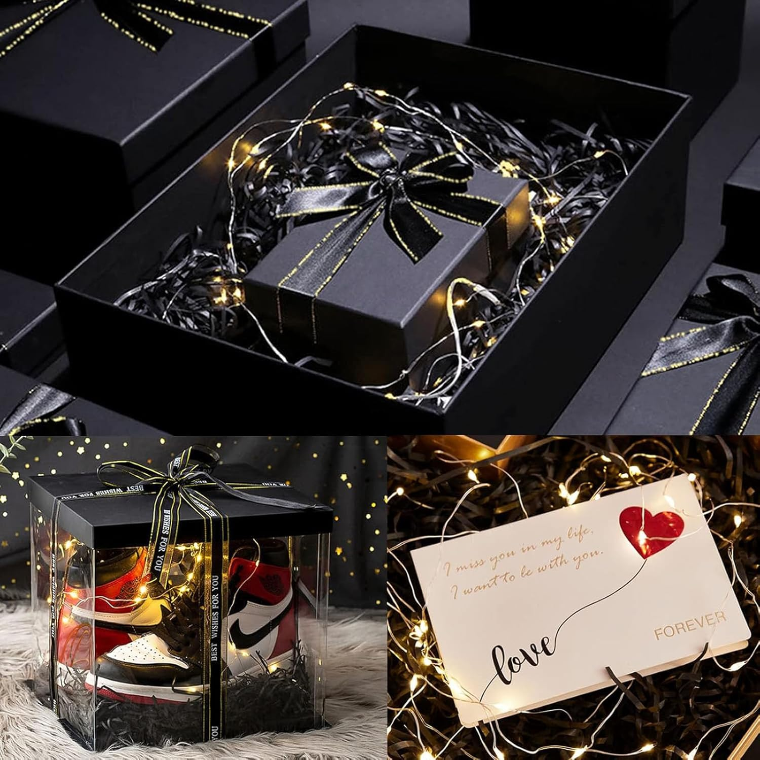 Suithink Shredded Paper for Gift Baskets, 200G Crinkle Cut Paper Shred Filler for Birthdays, Weddings,Boxes Bags, Basket Filler,Anniversaries,Gift Wrapping (Black) image number 5