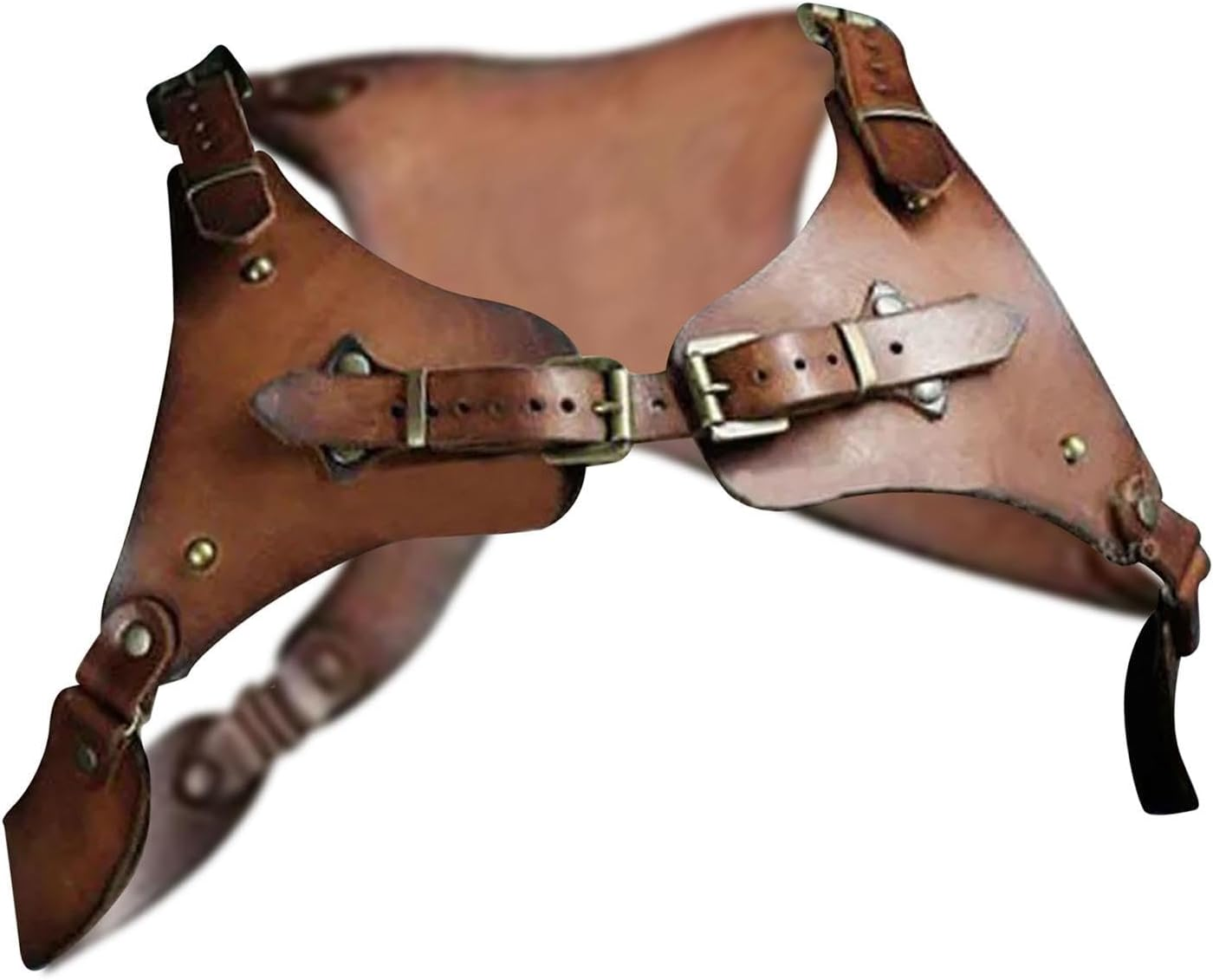 Perfeclan Medieval Body Chest Harness Shoulder Chest Armor PU Leather Adjustable Retro Costume Accessories for Nightclub Cosplay Knight