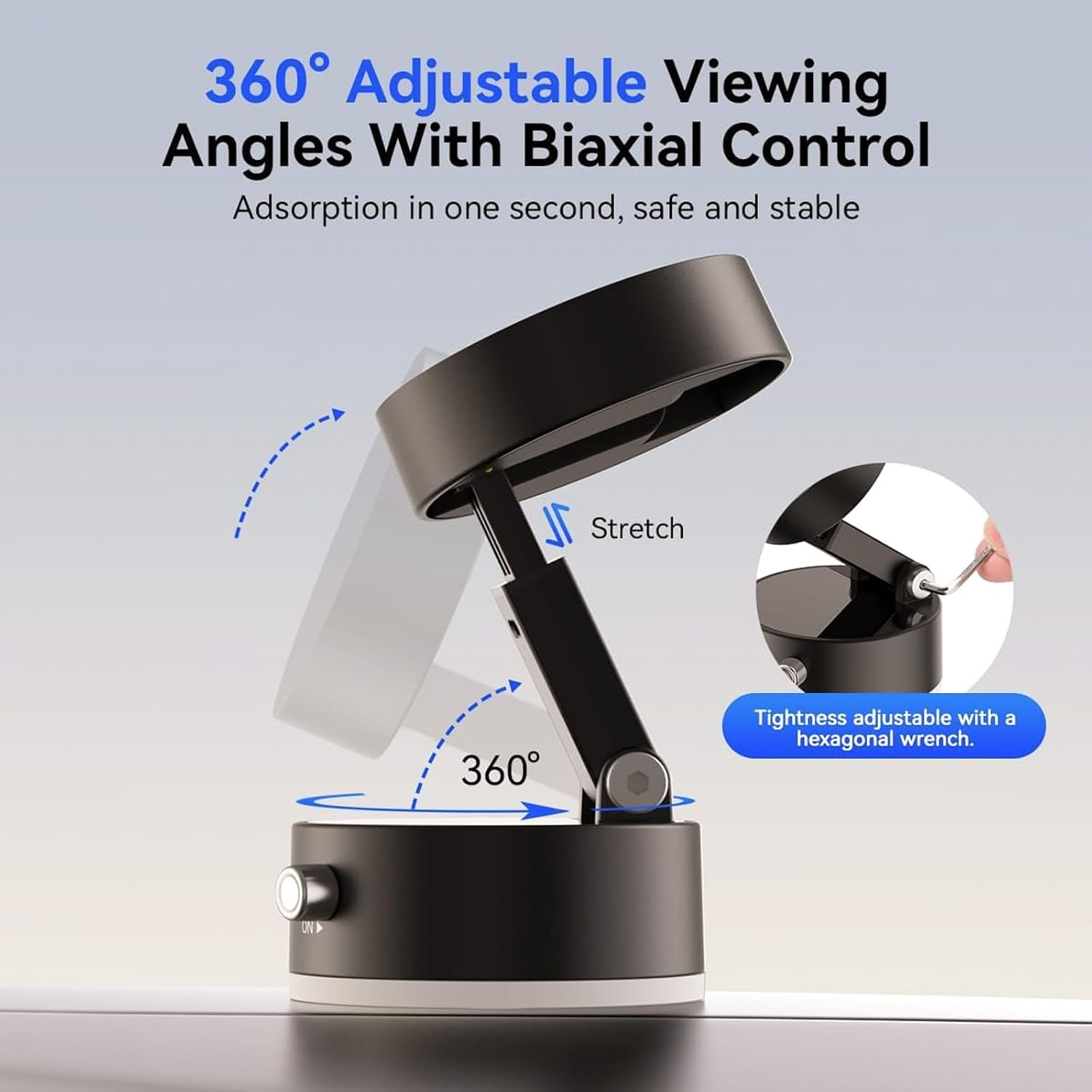 Vacuum Magnetic Phone Holder, 2025 New Foldable & Retractable Car Mount, 360&deg; Adjustable Suction Cup Stand for Iphone 16/15/14/13/12 & Suction Phones, Idea for Car/Mirror/Gym/Smooth Surfaces (Black) image number 4